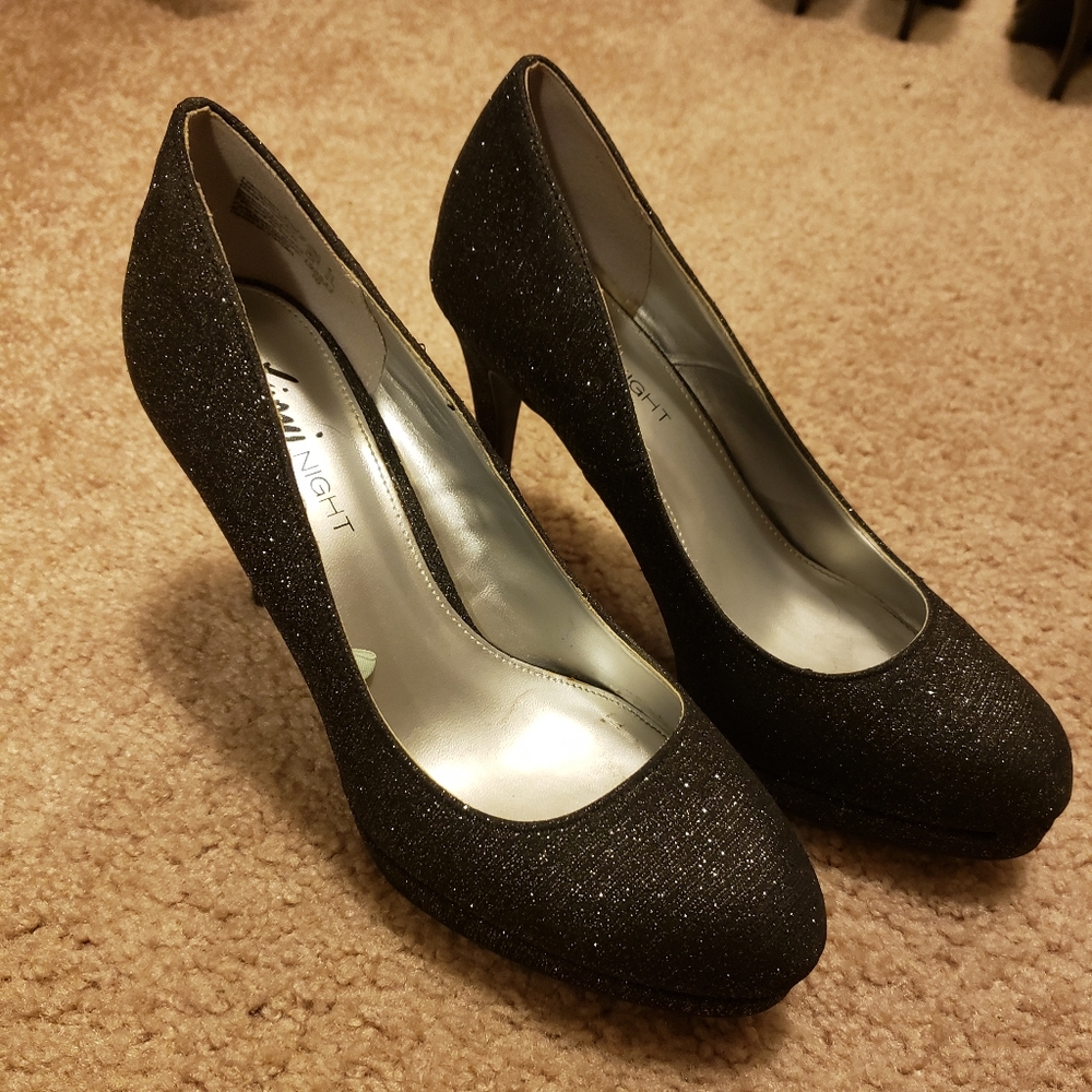 Black Glitter Heels